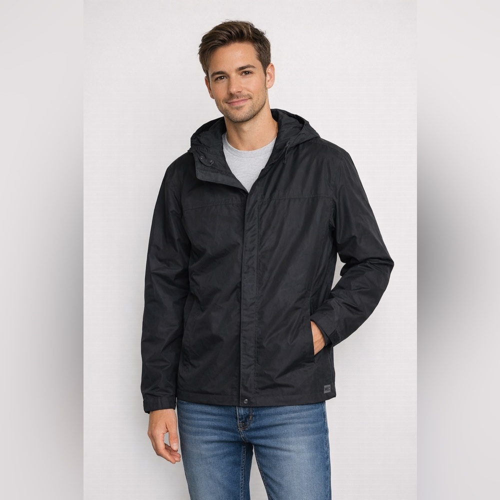 MEC Black Lightweight Hooded rain windbreaker jacket men’s size medium